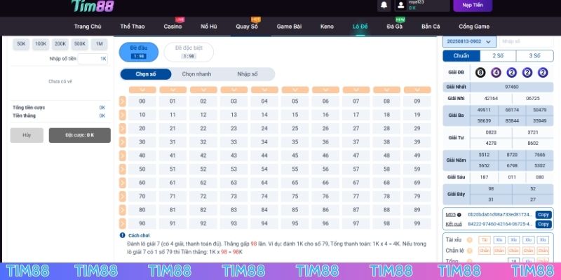 Các bước cược xổ số siêu tốc TIM88 dễ dàng