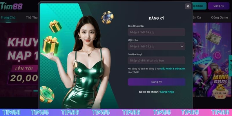 Nhập thông tin để tạo mới tài khoản