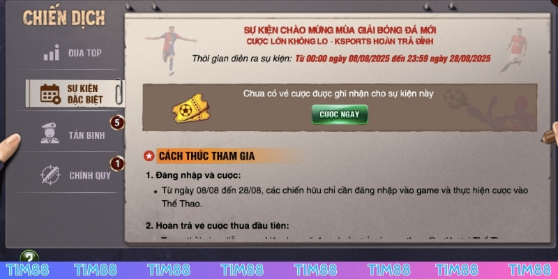 TIM88 mang đến nhiều khuyến mãi tân thủ